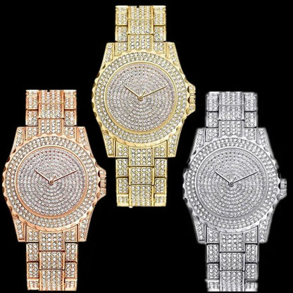 New Diamond Rhinestone Luxury Silver Gold Watch Fashion Bling Bling Fashion Diamond Watch High Quality Lady Wristwatches