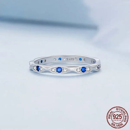 925 Sterling Silver Devil'S Eye Ring for Women White Gold Plated Jewelry Ring