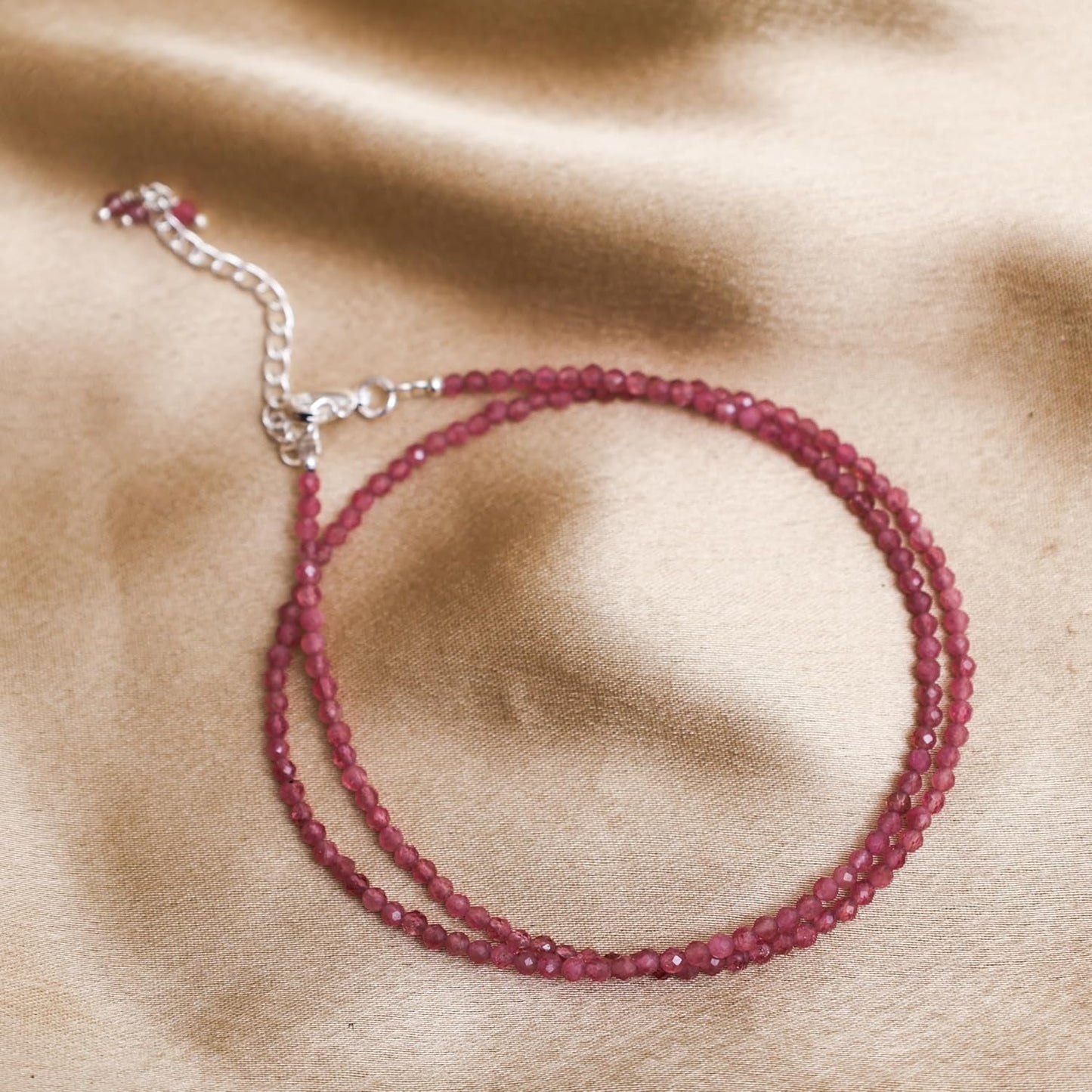 Gempires Pink Tourmaline Beaded Necklace Pink Crystal Gemstone Jewelry Hypoallergenic 18 Inch Silver Plated Handmade October Birthstone Necklace for Women