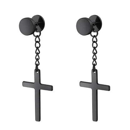Fashion Barbell Earrings Stainless Cross Earrings Stainless Steel Cross Earrings Men