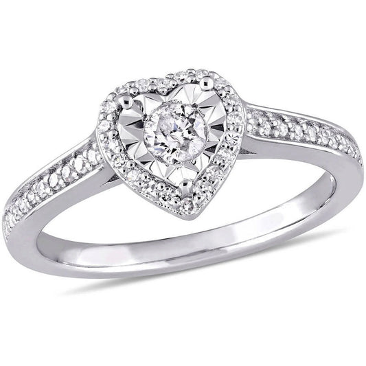 1/3 Carat T.W. Diamond Sterling Silver Heart Halo Engagement Ring