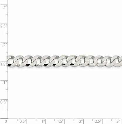 Fashion Solid 925 Silver 8Mm Close Link Flat Curb Cuban Chain Necklace with Secure Lobster Lock Clasp