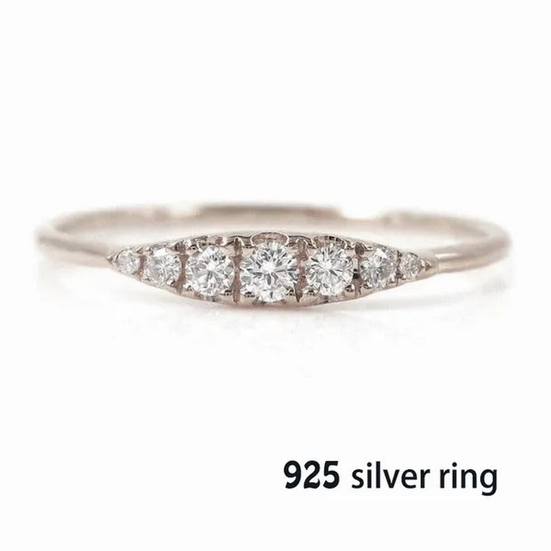 Women's Fashion Exquisite Small 925 Sterling Sliver Tiny Baguette Diamond Ring Stacking Ring Dainty Ring Stackable Ring Gift for Women Size 5-12
