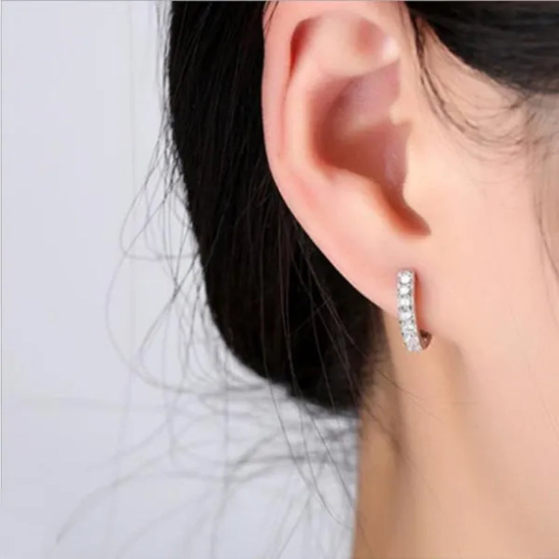 925 Sterling Silver Crystal Circle Earring For Women Making Jewelry Gift Wedding Party Engagement E024