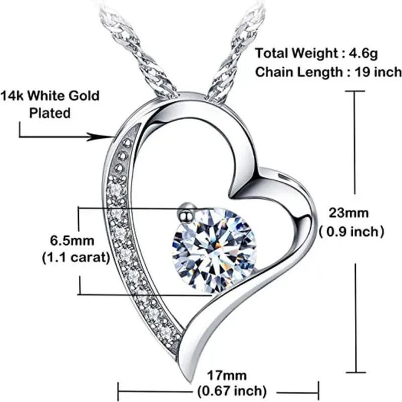 Bridal Wedding Clavicle Necklace Cubic Zircon Heart Necklace for Women Wedding Accessories Valentine'S Day Gift