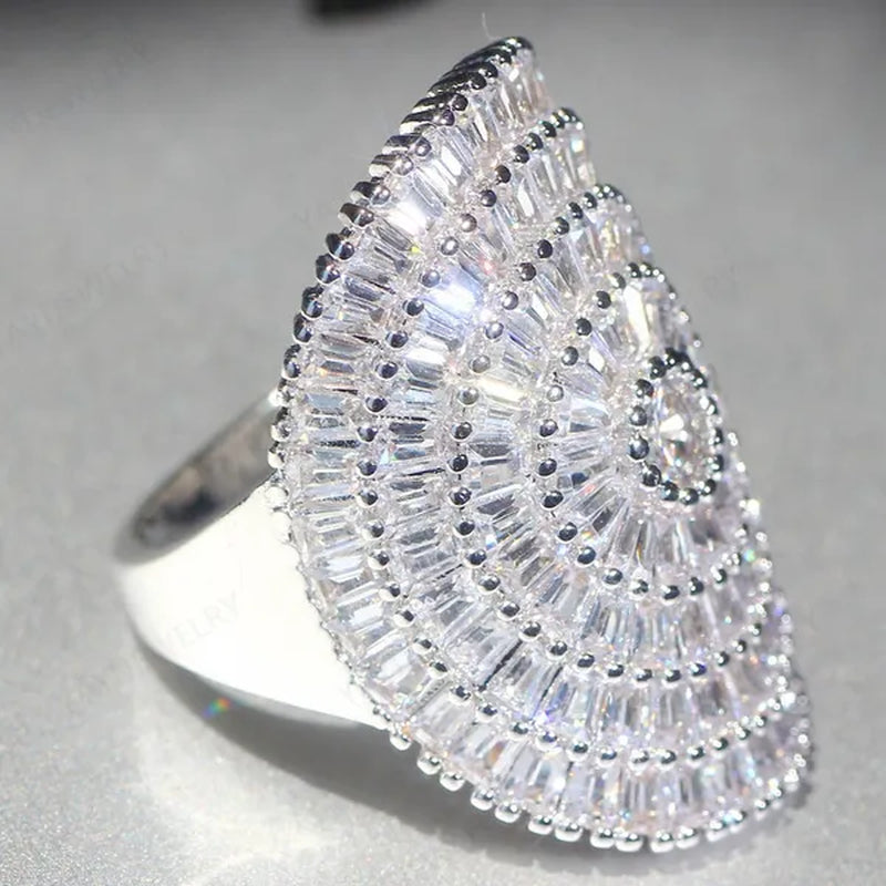 Luxury Cubic zirconia Statement Huge Multilayer Ring Wedding Bride Engagement Band Charm Women Ring JewelryWedding Bride Engagement Band Charm Ring