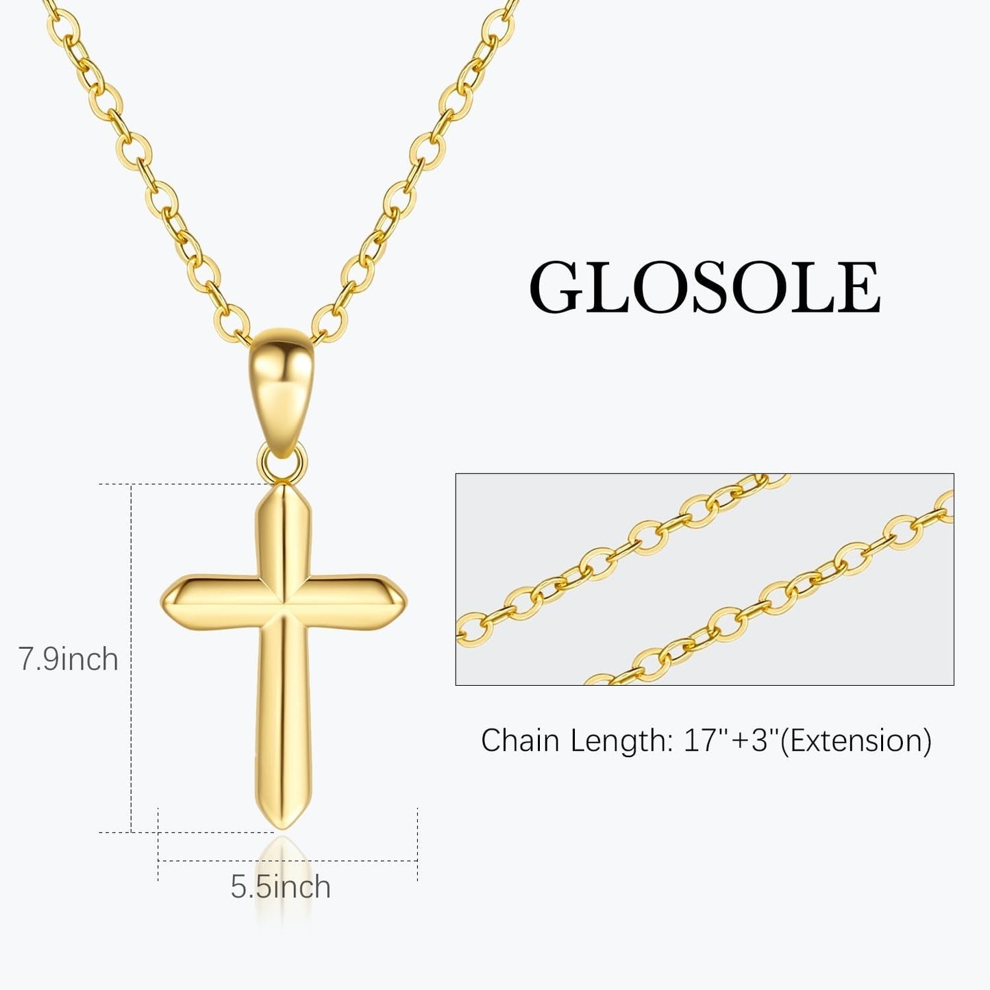 Womens Gold Cross Necklace 14K Gold Cross Necklaces for Women Crosses Pendants Necklaces for Women Soft Lines and Smooth Edges Womens Chain Crosses Necklace
