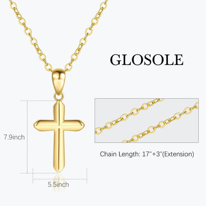 Womens Gold Cross Necklace 14K Gold Cross Necklaces for Women Crosses Pendants Necklaces for Women Soft Lines and Smooth Edges Womens Chain Crosses Necklace
