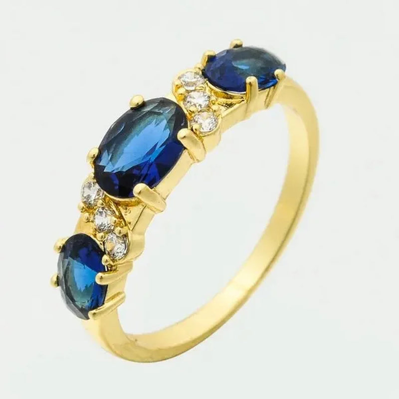 4-Color Natural 2.32CT Sapphire/Ruby/Alexandrite/Emerald Diamond 14K Yellow Gold Wedding Ring Size 6-11