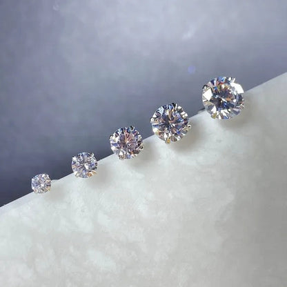 6 Pairs Stud Earrings Set, Hypoallergenic Cubic Zirconia Silver Earrings 3-8Mm