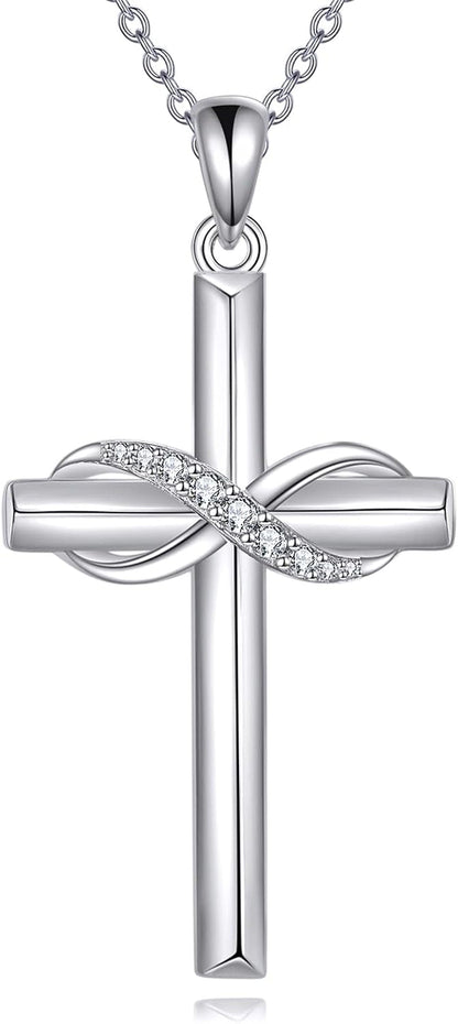 Cross Necklace for Women Sterling Silver Cross Pendant Necklace Religious Jewelry Christian Gifts