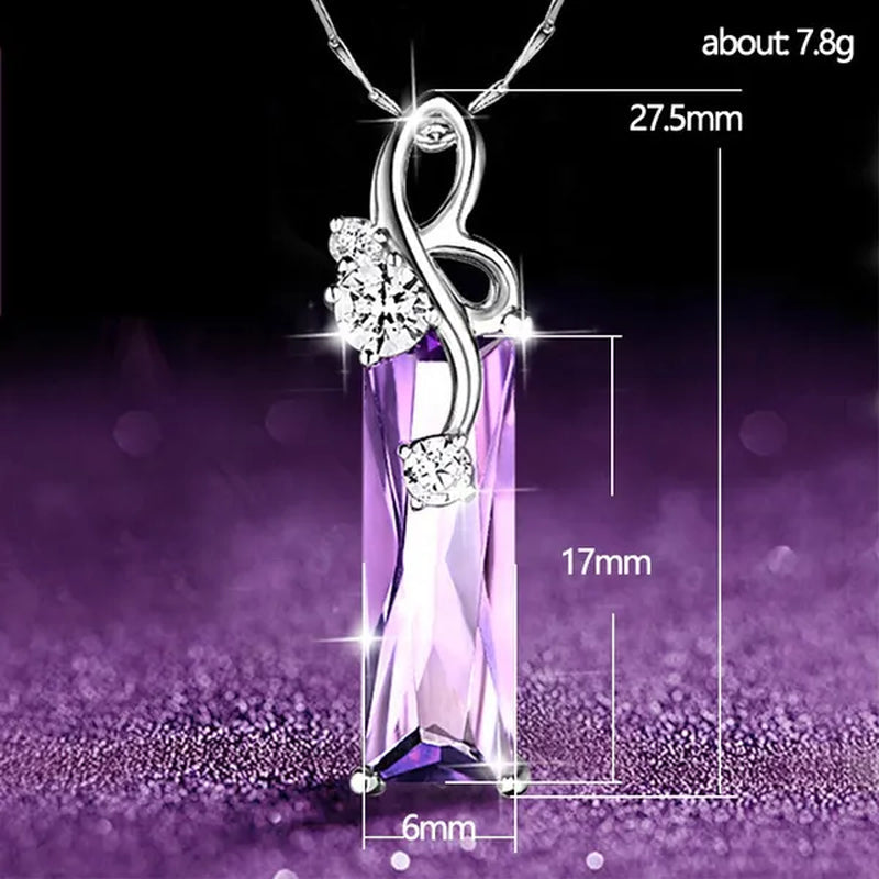 4 Styles High Quality New Arriving Women Charm Crystal Amethyst Diamond Pendant Necklace Exquisite Engagement Wedding Anniversary AAA Zircon Necklace Jewelry for Girlfriend Valentines Day Gifts