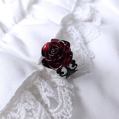 Black Rose Gothic Victorian Ring, Adjustable Filigree Ring, Gothic Victorian Jewelry, Alternative Jewellery, Romantic Valentine Gift