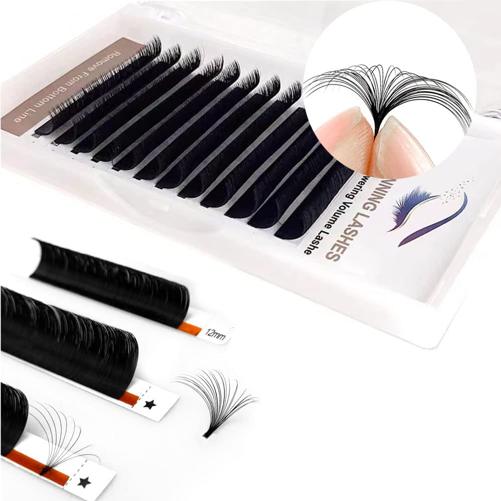Volume Eyelash Extensions 0.05/0.07 Easy Fan Volume CC/D Curl | 8-15Mm Length | Easy Fan Volume Lashes 2D-20D Self Fanning Volume Lashes Long Lasting Blooming Lashes(0.05 CC 14Mm)