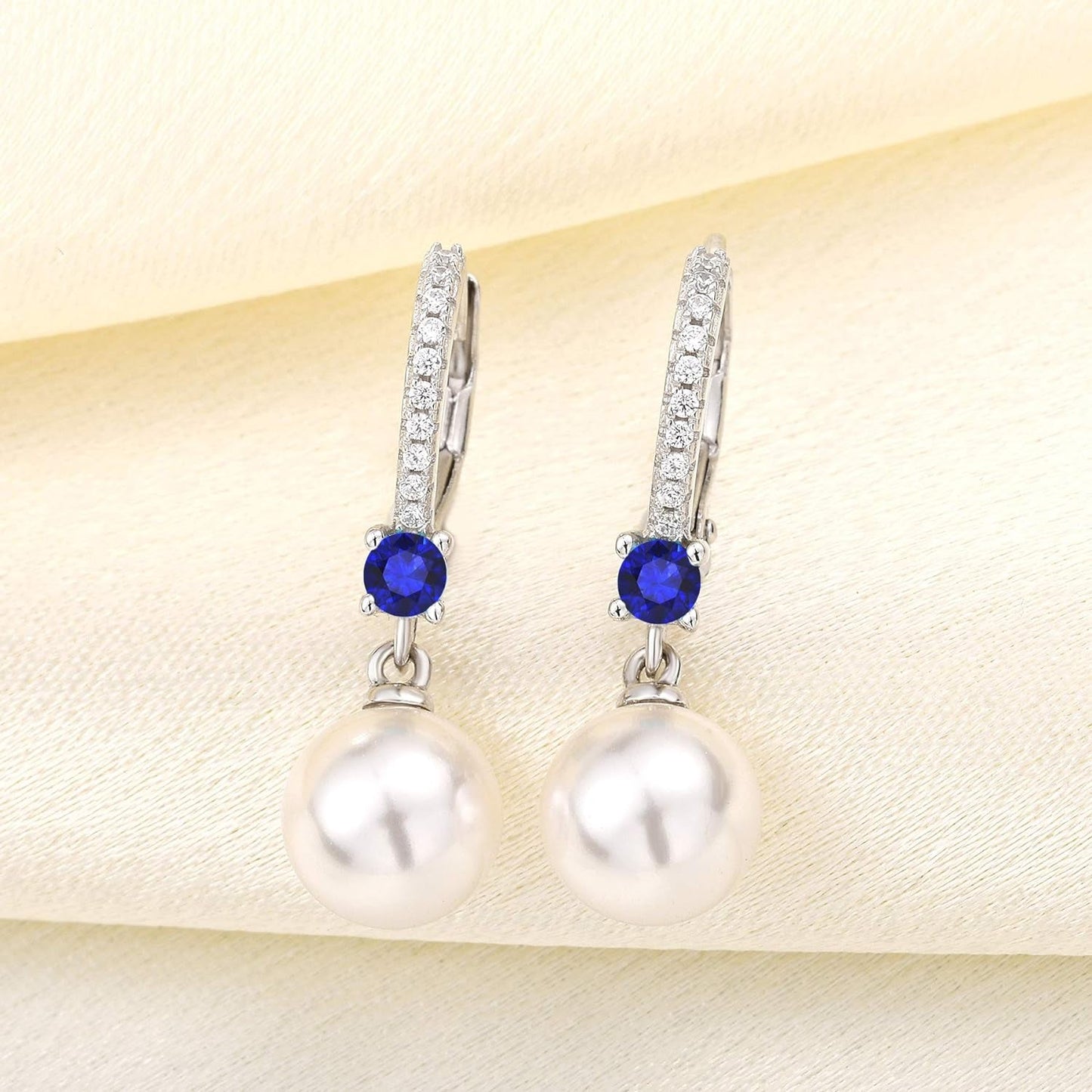 925 Sterling Silver Freshwater Pearl Hoop Earrings with Dangle Real Pearl,Simulated Pearls