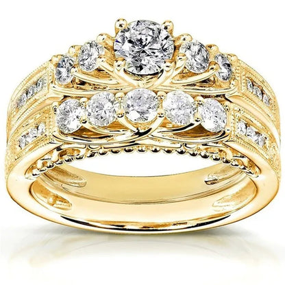 Women's Fashion Engagement Wedding White Sapphire Filled Rings Set