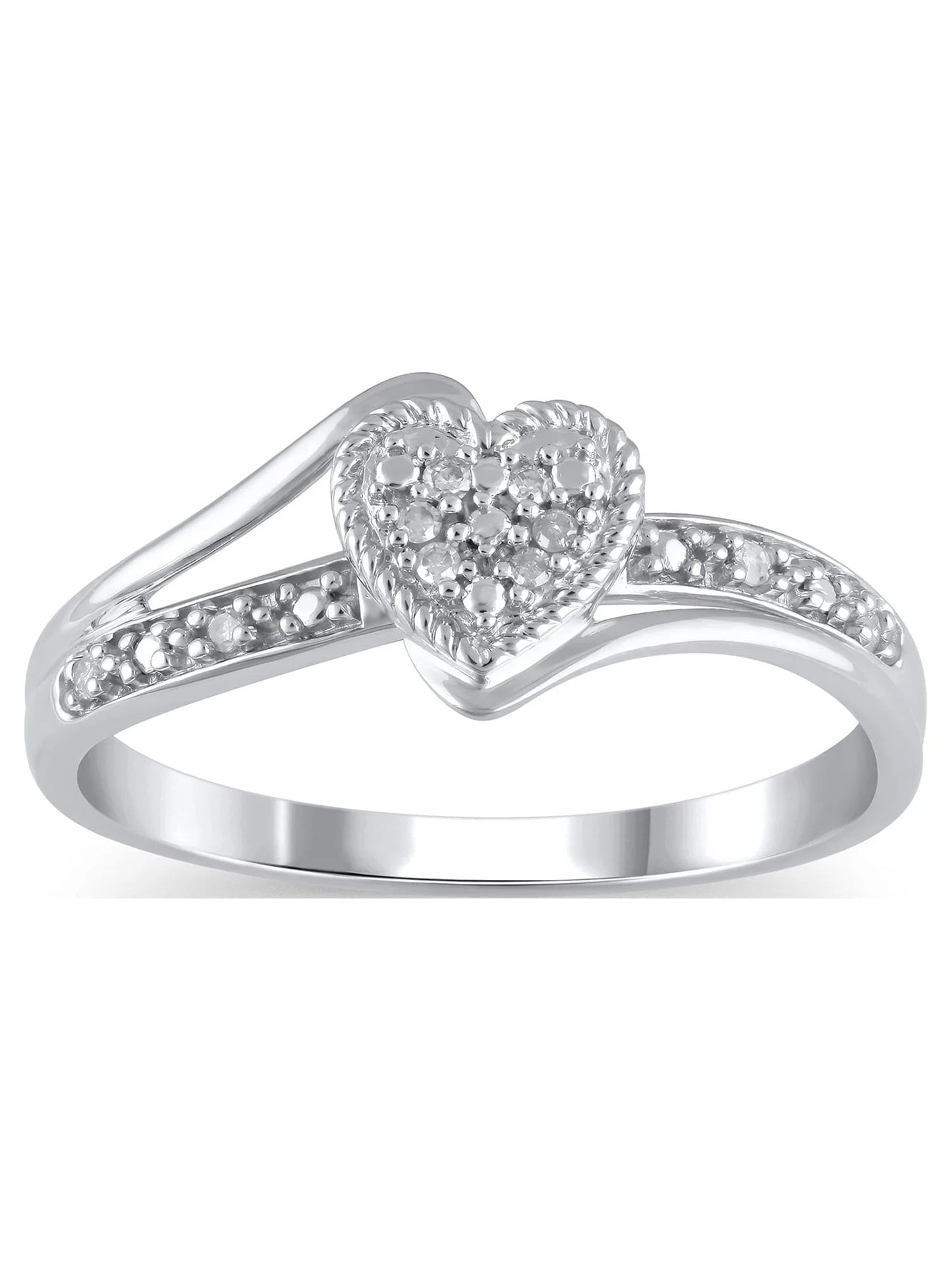 Diamond Accent (I3 Clarity, J-K Color)  Diamond Heart Promise Ring in 10K White Gold, Size 9