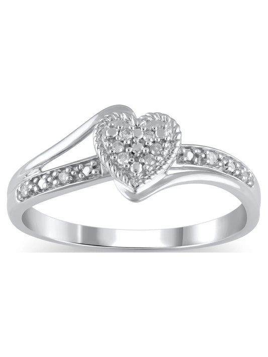 Diamond Accent (I3 Clarity, J-K Color)  Diamond Heart Promise Ring in 10K White Gold, Size 9