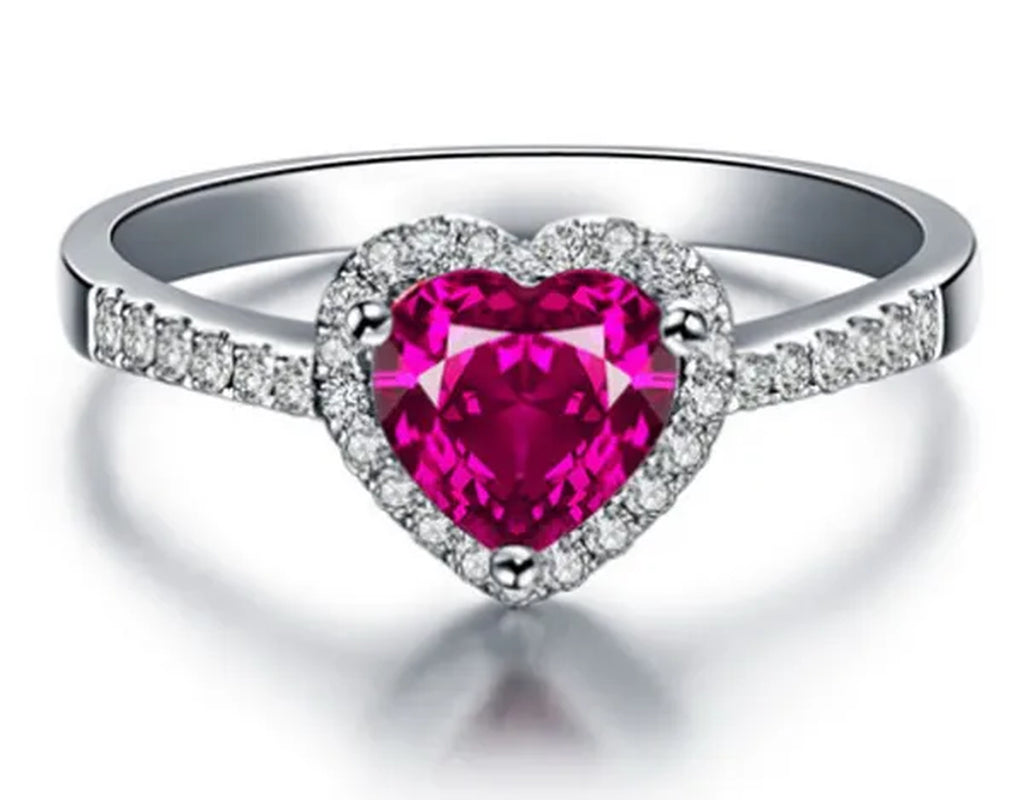 Jewelry  Silver Gem Ruby Wedding Bride Birthstone Engagement Ring Gift