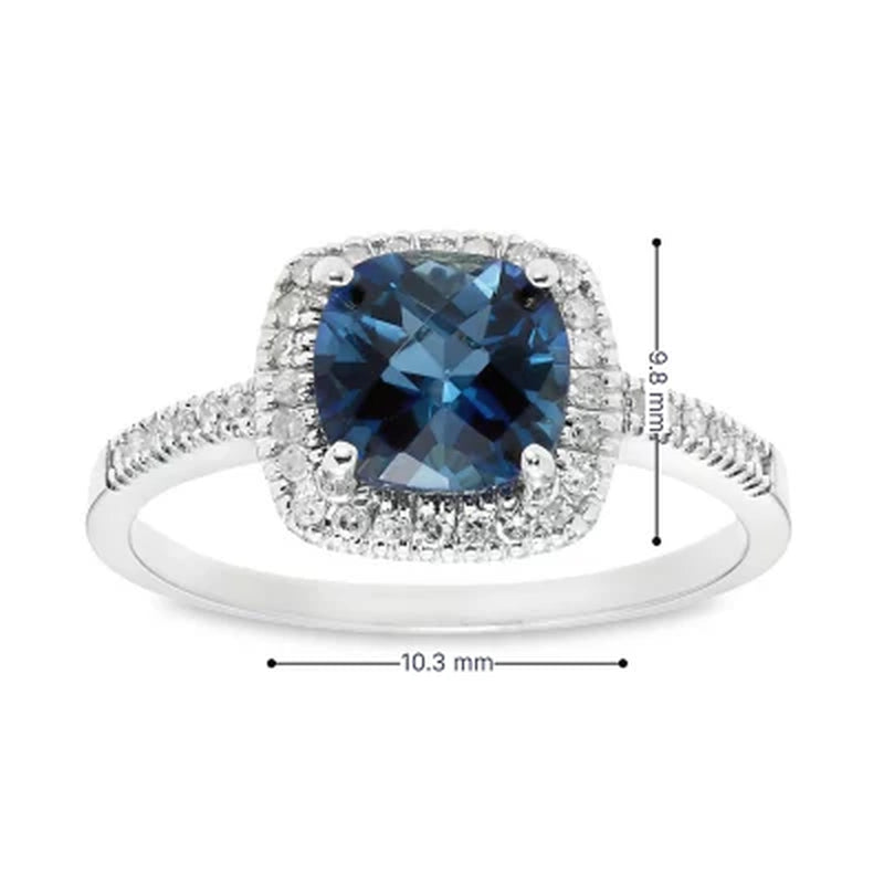 London Blue Topaz and 0.18 CT. T.W. Diamond Ring in 14K Gold