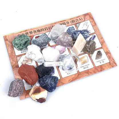 15 Types Rock Minerals Gift Box Smokey Quartz Kyanite Apatite Sodalite Selentite