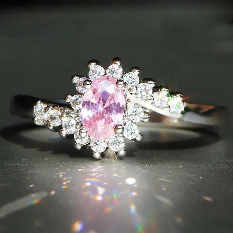 Exquisite  Silver Natural Sapphire Gemstones Opal Birthstone Bride Princess Wedding Engagement Strange Ring Size 6 7 8 9 10