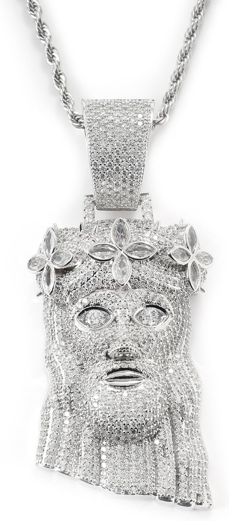 Iced Out 5A Zircon Jesus Pendant Necklace for Men and Women, 14K Gold Plated Simulated Diamond Bling Cross Hip Hop Necklace