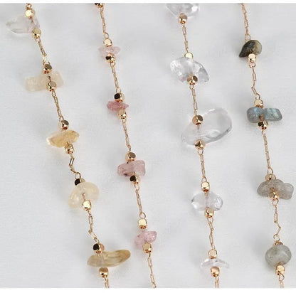 1Yard Stone Chain Crystal Irregular Glass Stone Beads Chains Necklace Bracelet Components For DIY Jewelry Making Findings