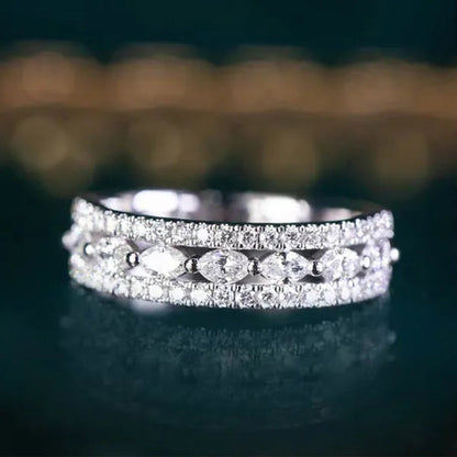 Women'S Fashion Ring Marquise Cut Rings for Women Princess Proposal Engagement Party Accessories Elegant Female Bride Wedding Band Anniversary Gift Size 4-12 Bague Femme