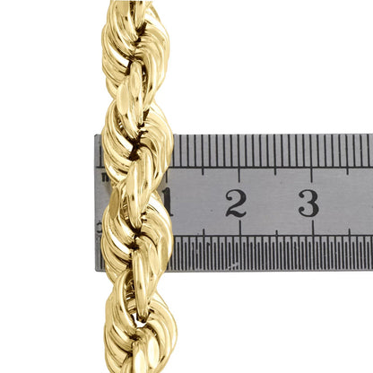 10K Yellow Gold 10Mm Diamond Cut Hollow Rope Link Chain Necklace 28 Inches