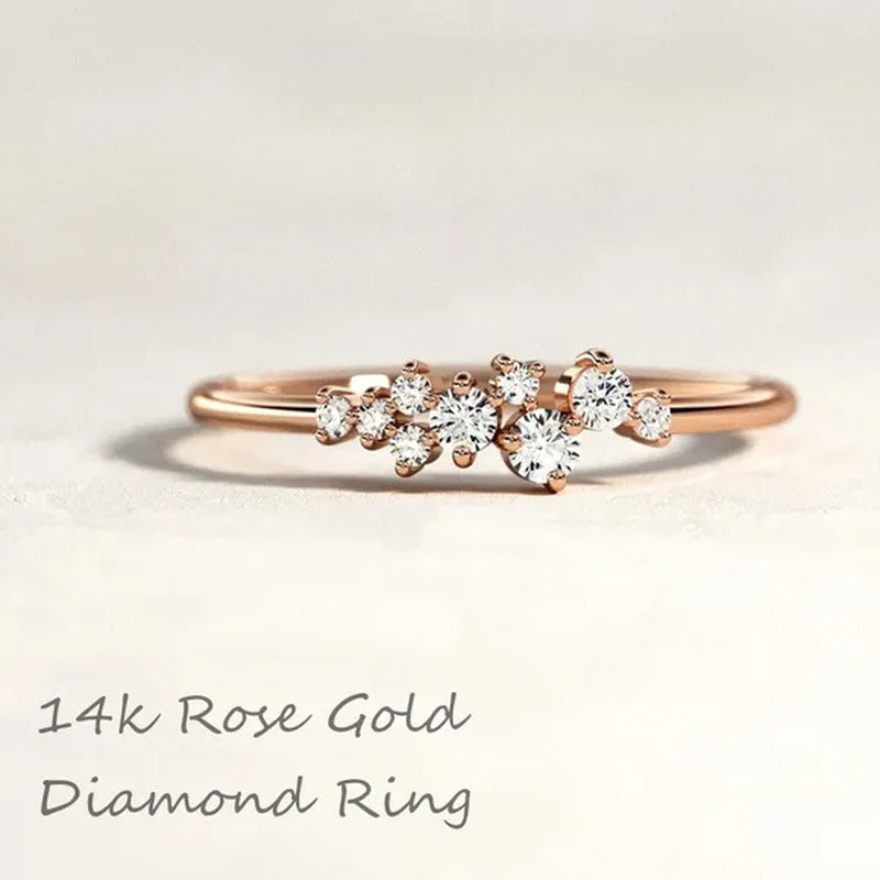 Minimalist Diamond Ring Women'S Fashion Diamond Cluster Ring Wedding and Engagement Moissanite Jewelry Cluster Stacking Ring Dainty Cluster Ring Stacking Ring