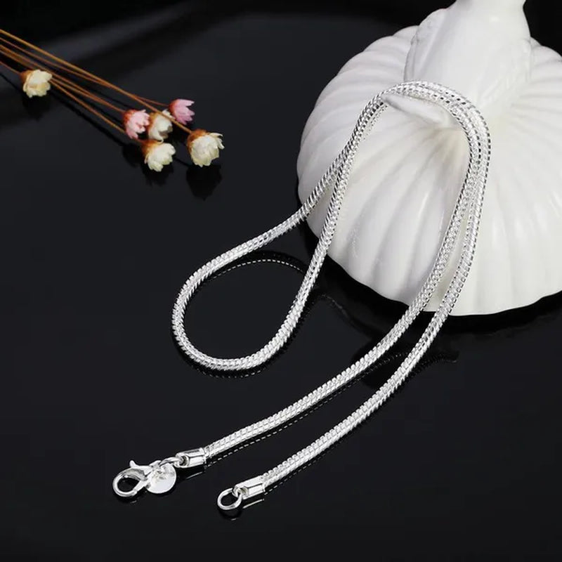 2MM Silver Round Snake Chain Necklace Solid Silver Chain for Pendants Flexible 925 Snake Chain Jewelry