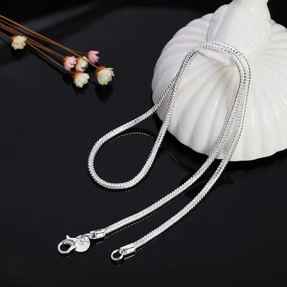 2MM Silver Round Snake Chain Necklace Solid Silver Chain for Pendants Flexible 925 Snake Chain Jewelry