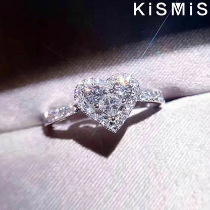 Silver Heart Shaped Gemstone Diamond Ring Sapphire Wedding Rings for Women Fashion Stonego Jewelry Accessories