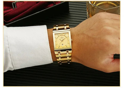 Relogio Masculino WWOOR Top Brand Luxury Stainless Steel Black Gold Men'S Square Watch Men'S Waterproof Quartz Wrist Watch Men