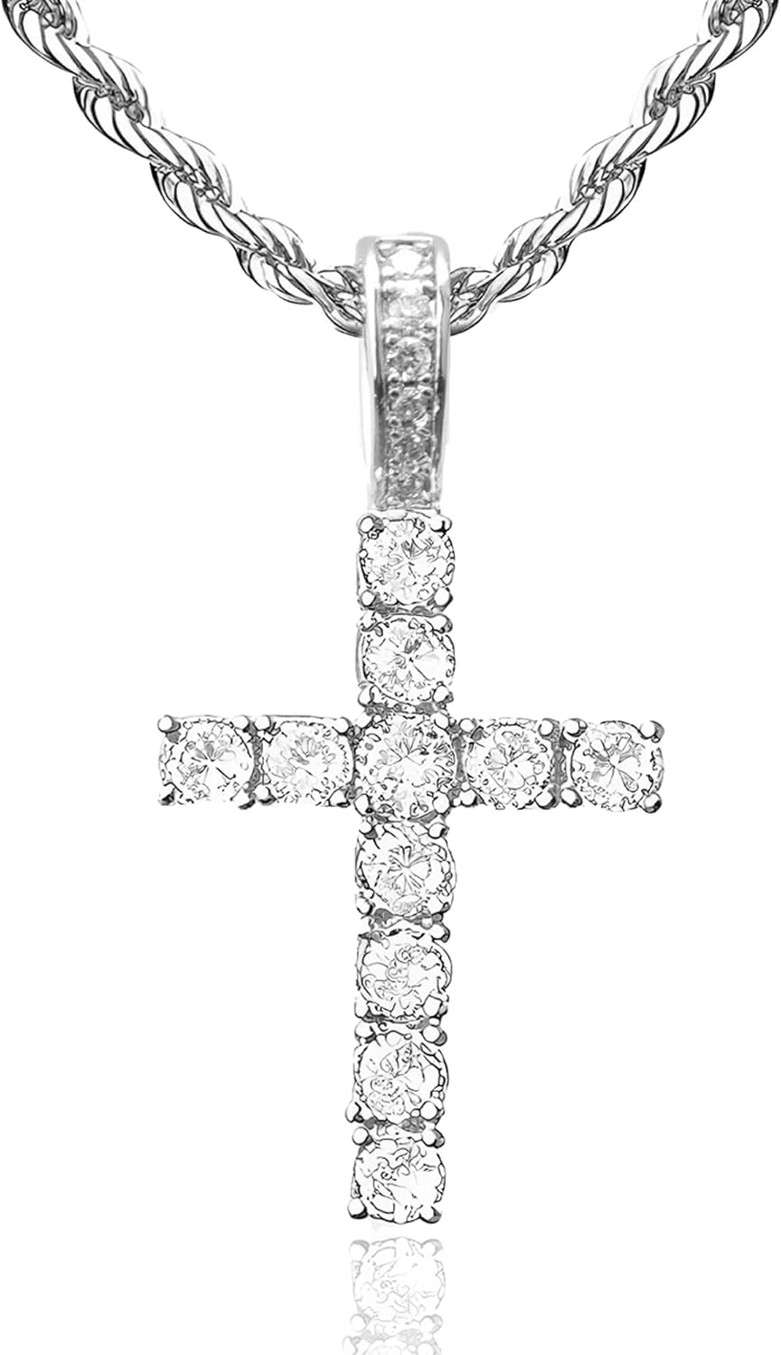 Cross Necklace for Women, 14K Gold Silver Plated Pendant Necklace, Diamond Cross Pendant Necklaces, 2 PCS Gold Silver Cross Necklaces Cute Trendy Gold Faith Cross Jewelry Gifts for Women