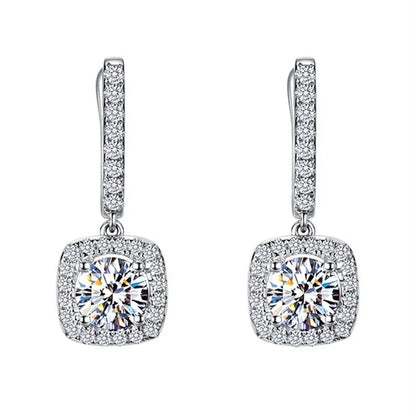 Luxury Elegant Exquisite Rose Gold Diamond Dangle Drop Earrings for Women Engagement Bridal Wedding Earrings Party Jewelry