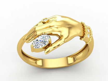 Creative Hand Shape Simple Jewelry Birthstone Ring Exquisite Woman Fashion Accessories Anniversary Gift Birthday Party Ring Jewelry Size US4-12