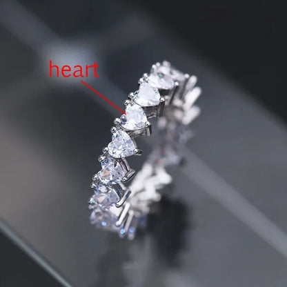 For Beauties! 1PC Pave Setting Square Heart Oval T-Shape Simulated Diamond CZ Eternity Band Engagement Wedding Stone Rings