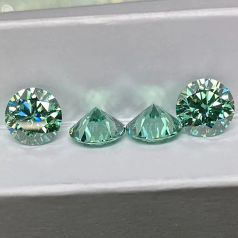 Top Moissanite With Certificate Real Brilliant Loose Moissanite Blue Green Color Round Cut Diamond 6.5 MM 1CT