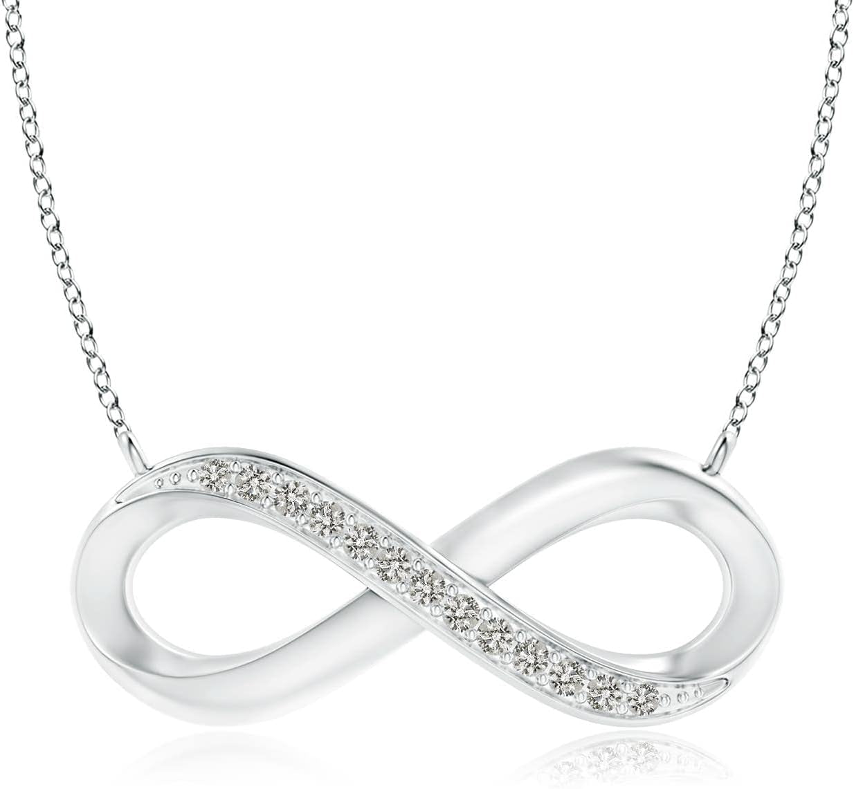 Natural Diamond Infinity Pendant Necklace in Sterling Silver/14K Solid Gold for Women, Girls with 18" Chain | April Birthstone Jewelry Gift for Her | Wedding Anniversary Engagement