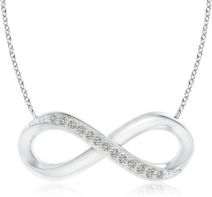 Natural Diamond Infinity Pendant Necklace in Sterling Silver/14K Solid Gold for Women, Girls with 18" Chain | April Birthstone Jewelry Gift for Her | Wedding Anniversary Engagement