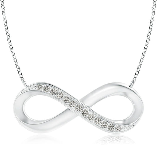 Natural Diamond Infinity Pendant Necklace in Sterling Silver/14K Solid Gold for Women, Girls with 18" Chain | April Birthstone Jewelry Gift for Her | Wedding Anniversary Engagement
