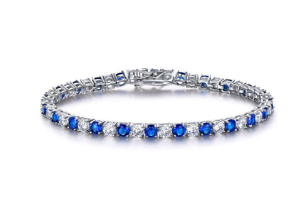 Sterling Silver with Nano Sapphire and Diamond Zircon Bracelet