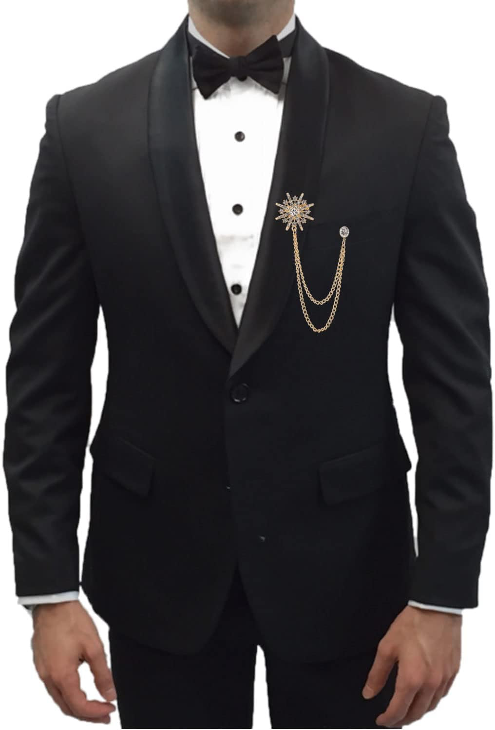 Snowflake Rhinestone Brooches, Hanging Chain Tassel Badge, Gold Silver Snowflake Long-Chain Brooches Shirt Collar Lapel Pin for Men Women Suit Accessories Stage Jewelry
