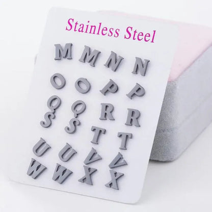 Fashion Stainless Steel Alphabet Stud Earring Lovely Tiny A-Z Letter Earrings Cute Simple Jewelry for Women Men Girls Gift