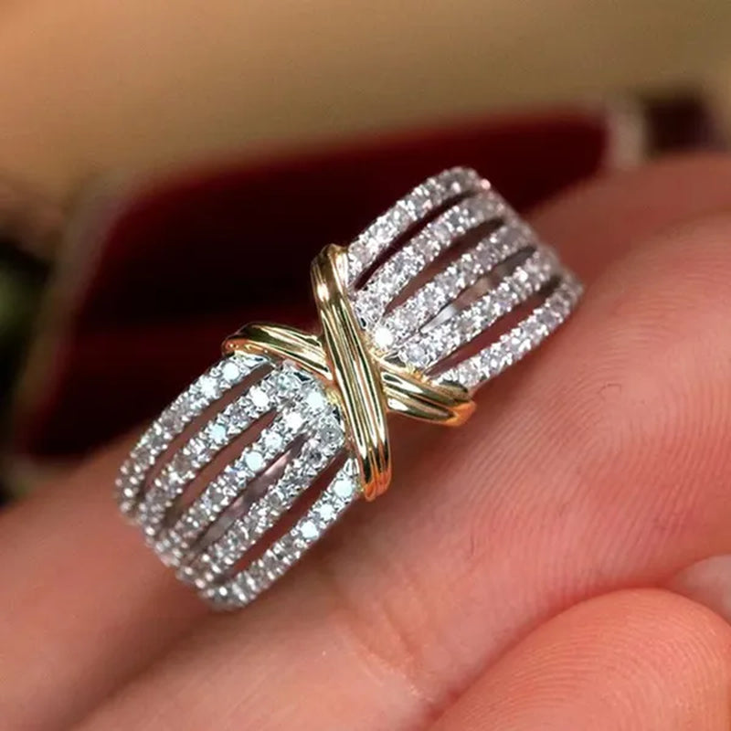 Women's Fashion White Zircon Ring Elegant Bride Proposal Engagement Wedding Party Band Anniversary Gift Promise Rings