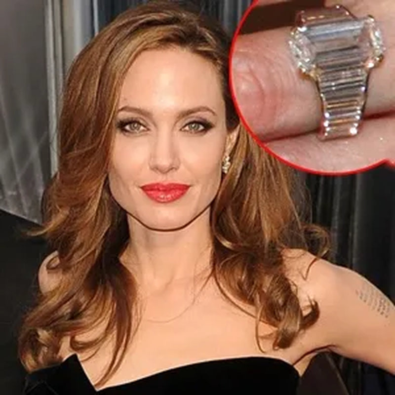 Women'S Angelina Jolie Sterling Silver Engagement Wedding Ring Emerald Cut Cubic Zirconia 10 X 16 MM CZ