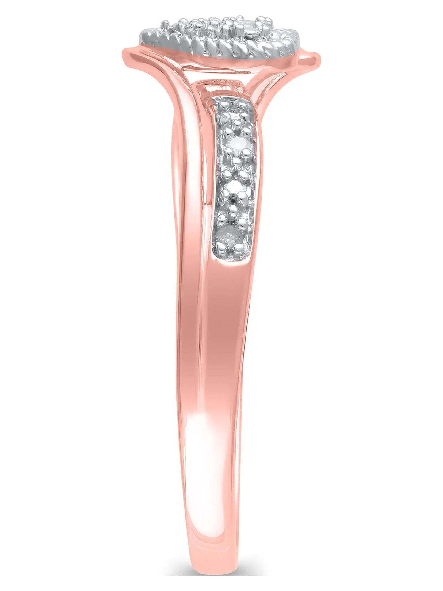 Diamond Accent (I3 Clarity, J-K Color)  Diamond Heart Promise Ring in 10K Pink Gold, Size 4