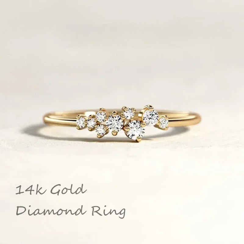 Minimalist Diamond Ring Women'S Fashion Diamond Cluster Ring Wedding and Engagement Moissanite Jewelry Cluster Stacking Ring Dainty Cluster Ring Stacking Ring